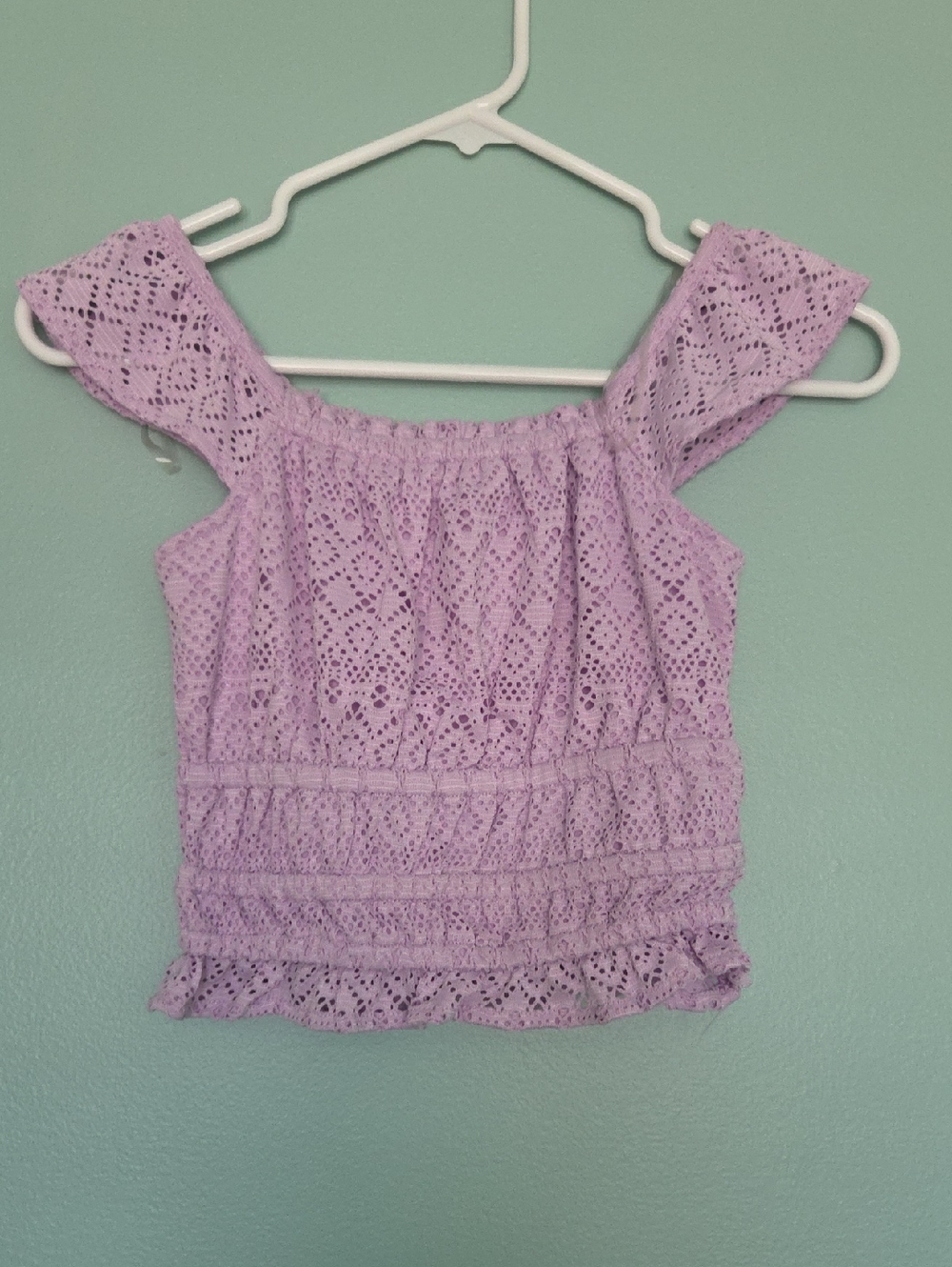 Lilac Lace Off-Shoulder Kid’s Top